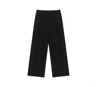Pantalones holgados hasta el tobillo para hombre, cintura elástica, holgados, pierna ancha, corte recto, pantalones casuales de poliéster para un estilo sin esfuerzo (2XL negro)
