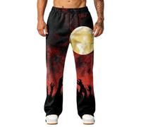 Pantalones Hombre Cintura Elástica Estampado Calabaza Sangre Falsa con Bolsillo Disfraz Halloween Pantalon Único Anchos Chic Pantalones Halloween Calle Fitness 23 M
