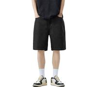 Pantalones Hombre Elasticos, Short en Jean polyvalent pour Homme, Style rétro européen et Urbain, décontracté, Ample, Confortable et Tendance (Black, XXXXL)