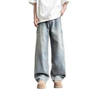 Pantalones Hombre Skinny, Pantalones Vaqueros Cargo con múltiples Bolsillos para Ropa de Trabajo Informal y Moda Urbana al Aire Libre. (Light Blue, XL)