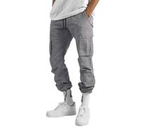 Pantalones Hombre,Tallas Grandes Hombre,Color Cargo Woven Sombrero de Cintura para Cuerda de pie Bolsillo sólido Calle Casual Multi Sports Tie Cargo para Pijamas (Grey, L)
