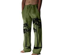 Pantalones Hombre Verano - Pantalones Casuales Hombre Estampado Pequeño Algodón Lino Impreso Bolsillo Cordones Tamaño Verano Ligera Cómoda Elegante