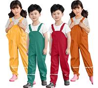 Pantalones impermeables para niños, pantalones de lluvia para niñas, pantalones impermeables ligeros, transpirables, con tiras reflectantes, a prueba de barro y suciedad para exteriores, color naranja