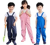 Pantalones impermeables para niños, pantalones de lluvia para niñas, pantalones impermeables ligeros, transpirables, con tiras reflectantes, a prueba de barro y suciedad para exteriores, color rosa