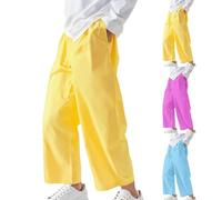 Pantalones impermeables unisex para niños y niñas, a prueba de barro, a prueba de suciedad, con bolsillo, ligeros, delgados, para la escuela, día de lluvia, al aire libre (amarillo, 7-8 años)