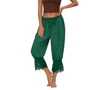 Pantalones informales con cordones para mujer con patrón de agujeros, ropa de dormir suave, longitud media, ropa de casa cómoda para el día a día, ocio, pantalones de verano con cintura elástica