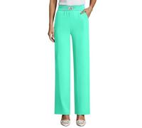 Pantalones informales de cintura alta versátil para el día a día con suave material elástico y pierna fluida, verde menta, XXL