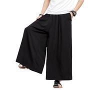 Pantalones japoneses para Hombre, Pantalones Casuales de Pierna Ancha, harén, Holgados de Cintura elástica, japoneses Hakama