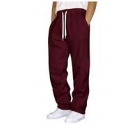 Pantalones Jogging Hombre Baggy Pantalones Cargo Hombre Chándal Deportivo con Cordón y Bolsillos Bajos Jogger Hombres Confort Streetwear Color sólido Pantalones Casual Hombres Sportswear, B-vino, S