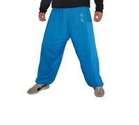 Pantalones Kung Fu Style Tai Chi y Wing Chun Pantalones Hombre Mujer sueltos y agradables de viscosa, Azul Azur Kung Fu, L