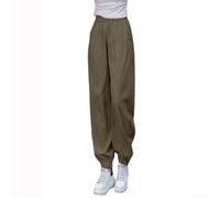 Pantalones Lantern Cortos para mujer Tela Fresca Pantalones Lantern | Tela ice silk fresca, alto moldeador, ideal verano, corte lantern moderno(Khaki Green L)