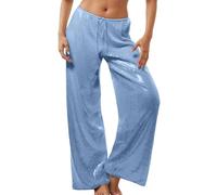 Pantalones largos con lentejuelas brillantes para mujer, pantalones de pierna ancha, cintura elástica, corte holgado, pantalones de purpurina, elegantes pantalones de ocio, cintura alta, palazzo