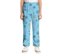 Pantalones Largos de Felpa para Niñas con Estampado Cómodos Vacaciones Dormir Festivo (Light Blue-c, 7-8Years)
