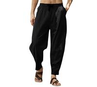 Pantalones largos de lino para hombre, ligeros, pantalones de verano, yoga, algodón, pantalones de playa, holgados, pantalones de correr, pantalones modernos, rectos, de color sólido, pantalones