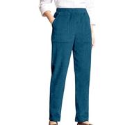 Pantalones largos de pana para mujer, pantalones de talla grande para mujer, cintura elástica, Slacks rectos Loungewear color sólido ropa con bolsillos Slacks al aire libre Trousers cintura alta XXXL