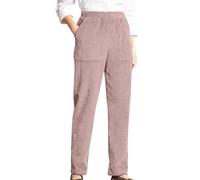 Pantalones largos de pana para mujer, pantalones de talla grande para mujer, cintura elástica, Slacks rectos Loungewear color sólido ropa con bolsillos Slacks al aire libre Trousers cintura alta XXXL