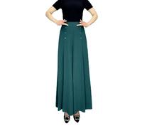 Pantalones largos Palazzo de cintura alta con doble botonadura y pierna ancha para mujer, cómodos, inteligentes, casuales, negocios, oficina, trabajo, marinero, ajuste holgado, plisados, pantalones