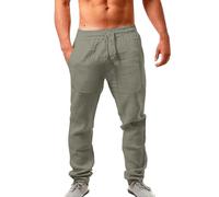 Pantalones ligeros para hombre de algodón pantalones de corte recto para hombre, cintura elástica, chic y cómodo, Jogging Baggy Color sólido Trousers Casual Chic Jogging al aire libre, Dark Gray, S