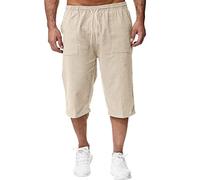 Pantalones Lino Hombre Informal Pantalones Casual De Lino Y Algodón para Hombre Largos Informales Largos De Verano Ligeros para Verano Hombres Y Ligeros Ocio Informales Corte Holgado Medievales Beige