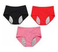 Pantalones menstruales periféricos a de para Mujer, Malla sólida, Transpirables y cómodos, Cintura Alta, 3 Piezas Percha Ropa Interior