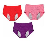 Pantalones menstruales periféricos a de para Mujer, Malla sólida, Transpirables y cómodos, Cintura Alta, 3 Piezas Percha Ropa Interior