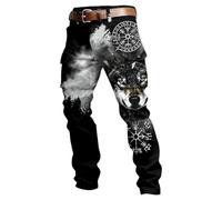 Pantalones Modernos para Hombre Deportivo Cuero Piratas Campana Negra Oferta Parches Hindu Verdes Coreanos Chidos Loose Rompidos Entallados Mezclilla Training Caido Campaña Vendidos