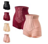 Pantalones moldeadores de cintura alta para mujer, sin costuras, con control de abdomen, pantalones cortos para levantamiento de glúteos con encaje jacquard, 2 piezas-c, M