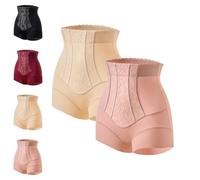 Pantalones moldeadores de cintura alta para mujer, sin costuras, con control de abdomen, pantalones cortos para levantamiento de glúteos con encaje jacquard, 2 piezas-f, L