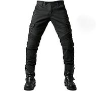 Pantalones Moto Hombre con Retirable Armadura Forro Protección Interior, Jeans De Moto Respirable Resistente Al Desgaste Tela Motorcycle Biker Pants,Negro,L