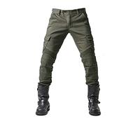 Pantalones Moto Hombre con Retirable Armadura Forro Protección Interior, Jeans De Moto Respirable Resistente Al Desgaste Tela Motorcycle Biker Pants,Verde,L