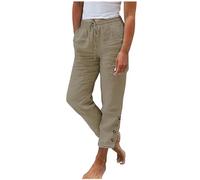 Pantalones Mujer 2024 Lino de Algodón Pantalón Largo Moda Suelto Bolsillo Cómodo Original Pantalones Casual Color sólido Verano Primavera Elegante Cintura Alta Pantalones Ligeros