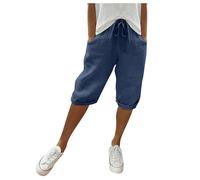 Pantalones Mujer Casual 5/6 Pantalón Corto Holgado con Cintura Elástica y Bolsillos, Diseño Cómodo para Verano, Playa, Casa y Vacaciones