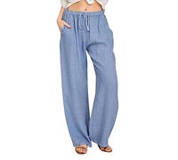 Pantalones Mujer Casual Largo, Pantalón Ancho con Cordón Cintura Elástica, Diseño Relajado para Yoga, Ocio, Casa y Paseo Diario Pantalon