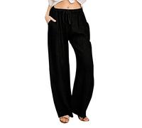Pantalones Mujer Casual Largo, Pantalón Ancho con Cordón Cintura Elástica, Diseño Relajado para Yoga, Ocio, Casa y Paseo Diario Pantalón