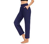 Pantalones Mujer Cintura Alta Elasticos Largos Causal Ancho con Bolsillos Largos Verano Elegante Cómodos Baratos Talla Grande Suaves Slim 2025 Marina L