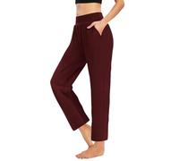 Pantalones Mujer Cintura Alta Elasticos Largos Causal Ancho con Bolsillos Largos Verano Elegante Cómodos Baratos Talla Grande Suaves Slim 2025 Vino XXL