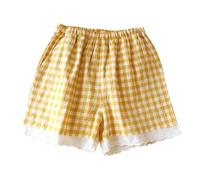 Pantalones Mujer Cortos, Shorts Mujer Elasticos, Casuales Verano para con DiseñO Encaje Y Cuadros Cintura EláStica CóModos con Bolsillos para Playa Hogar Uso Diario Bermudas Verano