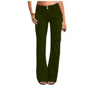 Pantalones Mujer De Talle Alto- Pantalones De Trabajo Vintage Chic Y Elegant Color Sólido Corte Slim Elasticidad Acampanada Pantalones Casual Versátil Exterior Streetwear Suave Otoño Invierno Derecho