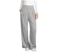 Pantalones Mujer Deportivos Cintura Alta Elástica Pantalon Chandal Mujer Casual Sueltos Color Sólido Pantalón de Chándal Pierna Ancha con Bolsillos Suave y Cómodo Sweatpant de Yoga Jogger