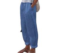 Pantalones Mujer Lino de Algodón Pantalón Largo Moda Suelto Bolsillo Casual Color sólido Cómodo Pantalones Rectos Verano Otoño Elegante Cintura Alta Pantalones Ligeros Transpirable 2024
