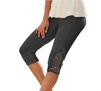 Pantalones Mujer Mallas Cortos Encaje 3/4 Leggings Deportivos Yoga Capri Elásticos Push up Mayas Fitness Gym Color sólido Cintura Alta Cómodo Correr Basic Jogging Pants Chandal Playa 2024