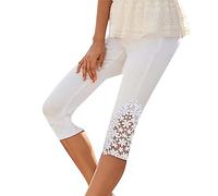 Pantalones Mujer Mallas Cortos Encaje 3/4 Leggings Deportivos Yoga Capri Elásticos Push up Mayas Fitness Gym Color sólido Cintura Alta Cómodo Correr Basic Jogging Pants Chandal Playa 2024