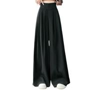 Pantalones Mujer Pantalones Largos De Mujer De Color Liso Y Talle Alto, Pantalones De Trabajo Ajustados De Pierna Recta para Mujer.-Negro-S