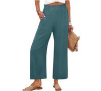 Pantalones Mujer Primavera Verano Cintura Elasticos Pantalones Casuales de Piernas Anchas Cintura Alta Color Sólido Pantalon Chandal Suave y Cómodo Pantalón de Chándal Trabajo Yoga Pants