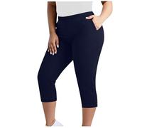 Pantalones Mujer Talla Grande Leggings Deportivos Yoga 3/4 Mallas Elásticos Bolsillos Push Up Mayas Secado Rápido Fitness Gym Color Sólido Cintura Alta Cómodo Jogging Pants Correr Pilates Chandal