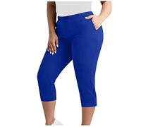 Pantalones Mujer Talla Grande Leggings Deportivos Yoga 3/4 Mallas Elásticos Bolsillos Push Up Mayas Secado Rápido Fitness Gym Color Sólido Cintura Alta Cómodo Jogging Pants Correr Pilates Chandal