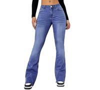 Pantalones Mujer Talle Alto Jeans Tiro Alto Anchos Pantalones Vaqueros Rectos Larga Baggy Pantalon Denim Elasticos Elasticizzati a Palazzo Streetwear Hip Hop