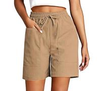 Pantalones Mujer Vaqueros, Shorts Mujer Cortos, Casuales con CordóN Y Bolsillos Grandes Ligeros Y CóModos con Cintura EláStica para Viajes Al Aire Libre En Verano Pantalon Corto Deporte