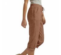 Pantalones Mujer Verano 7/8 Algodón Cómodos LargosCintura Alta Elasticos Largas Pantalónes Deporte Elástica Rectos Ligero Casuales Flojo Pantalon Comodo Suelto Anchas con Bolsillos Palazzo