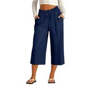 Pantalones Mujer Verano 7/8 Algodón Cómodos LargosVerano Elástica Pantalones Anchos Causal Casuales Fluido Largo Cintura Alta Elástico Pantalón Flojo Playa Comodidad Moda
